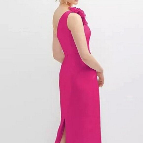 Alfred Sung Think Pink Flower One-Shoulder Column Gown D850 - Picture 5 of 6